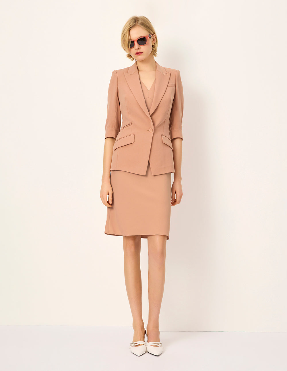 MARYLING V-Neck Sleeveless Shift Fishtail Midi Dress