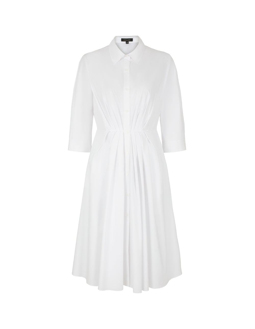MARYLING Batwing-Sleeve Pleated Waist Midi Shirt Dress