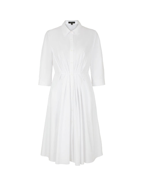 MARYLING Batwing-Sleeve Pleated Waist Midi Shirt Dress