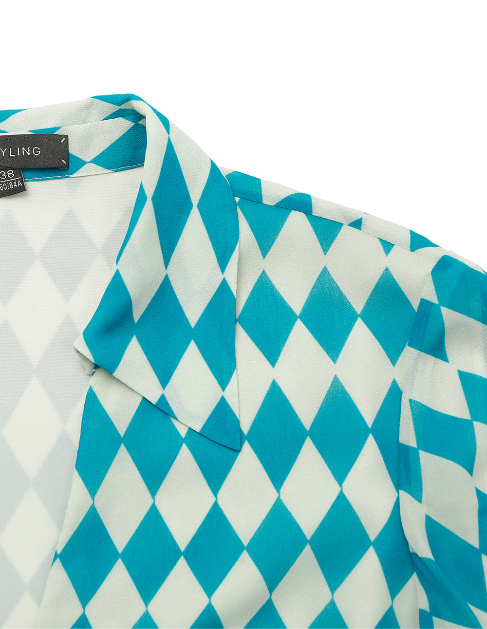 MARYLING V-Neck Puff-Sleeve Front-Tie Print Pleated Midi Dress