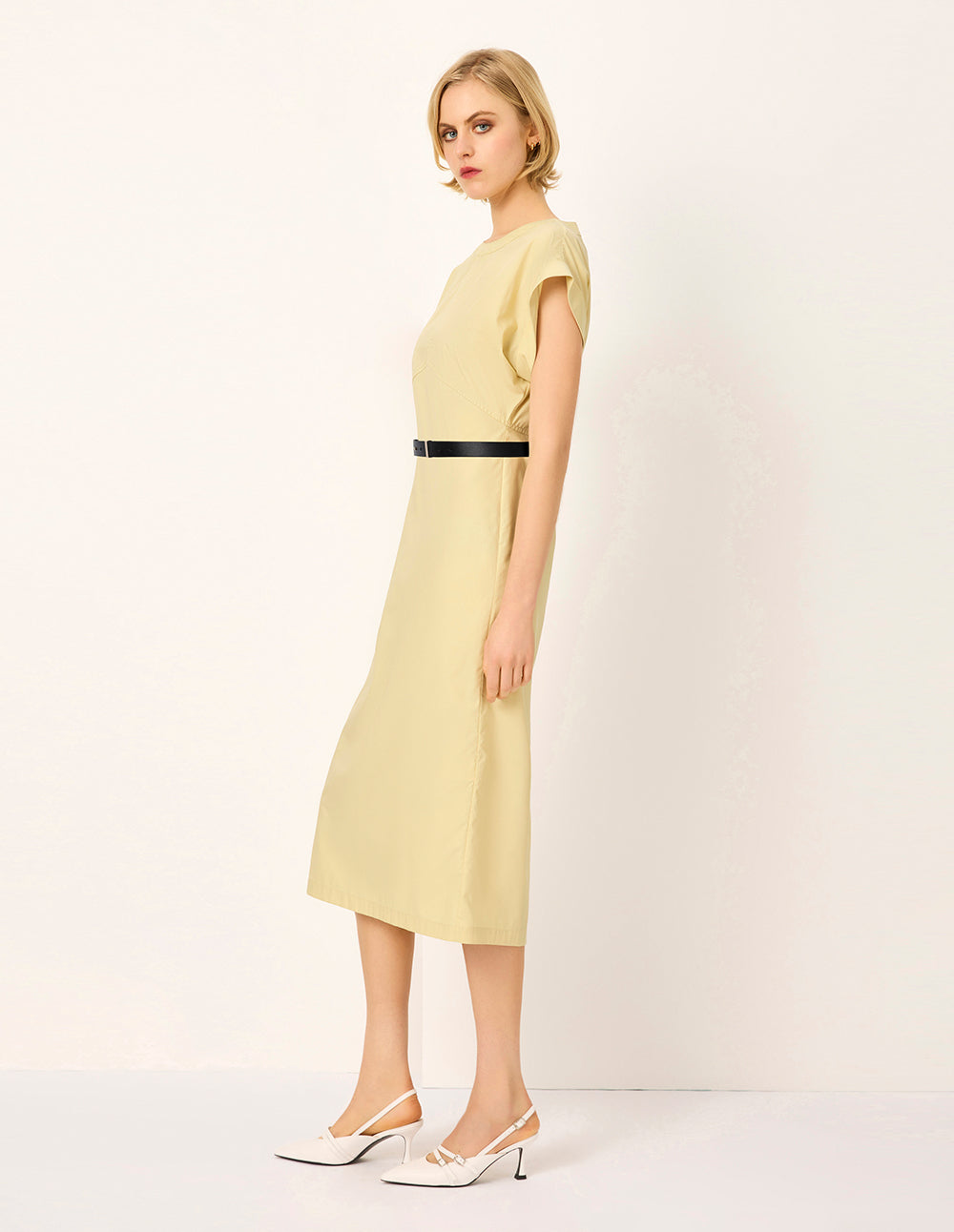 MARYLING Round-Neck Sleeveless Relaxed Fit Midi Shift Dress