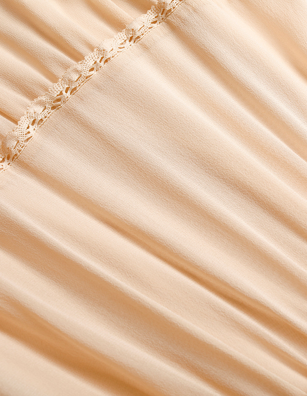 MARYLING Lapel Short Sleeve Ruffle Trim Pleated Tiered Silk Midi Shirt Dress