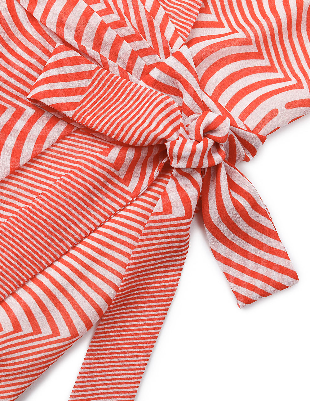 MARYLING V-Neck Half-Sleeve Striped-Print Midi Wrap Dress