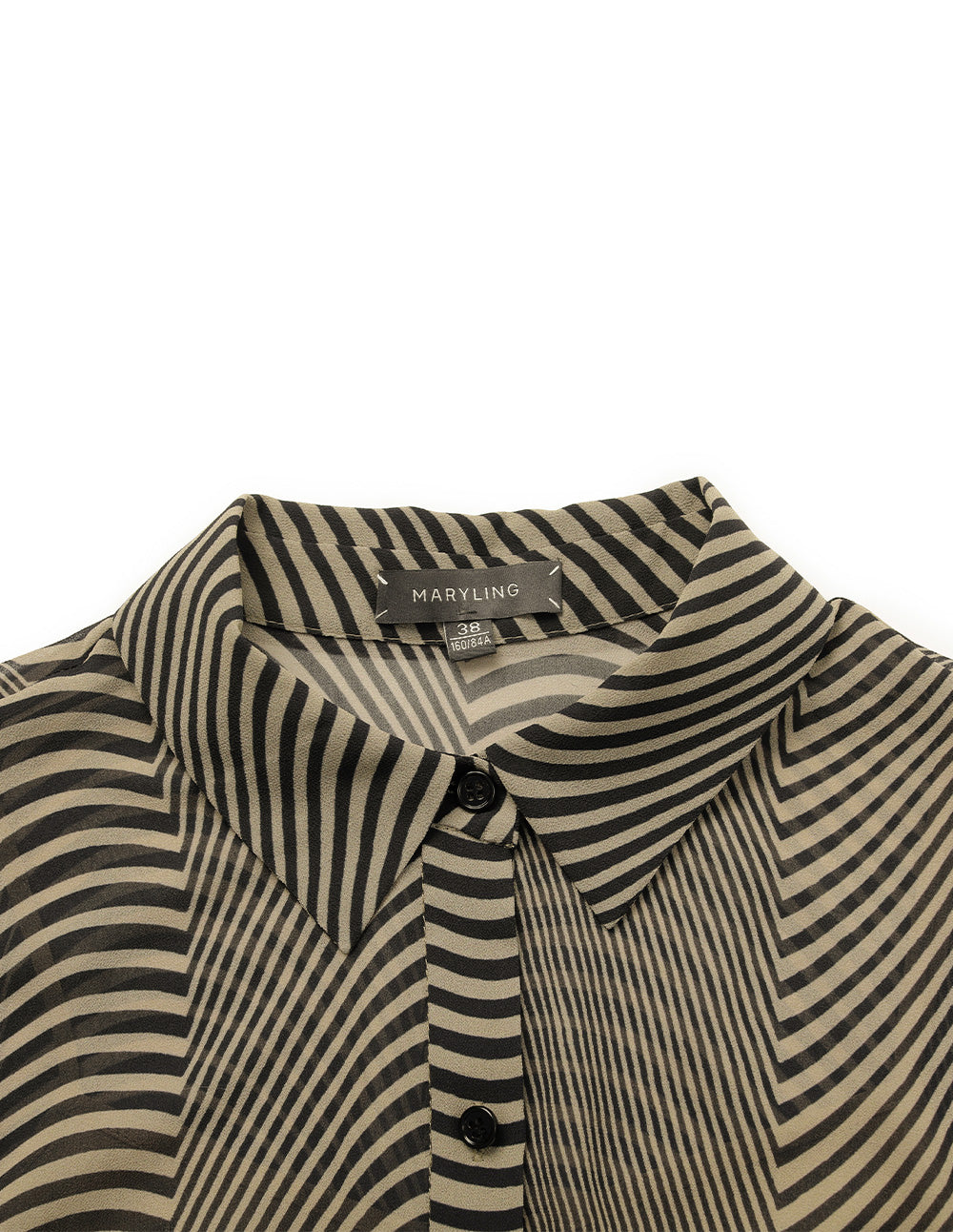 MARYLING Black Striped Print Midi Shirt Dress