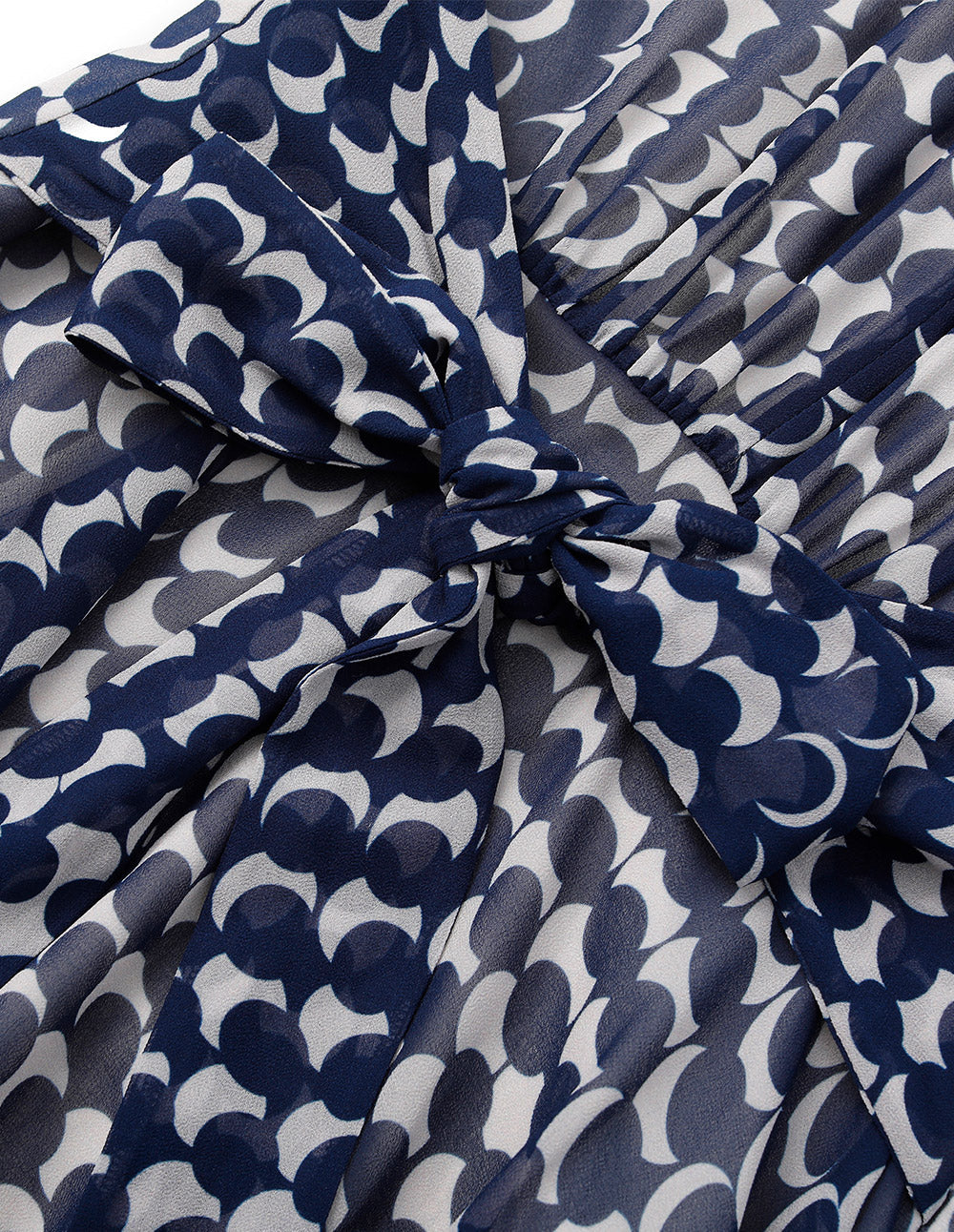 MARYLING Shirt Collar Long-Sleeve Empire Tie-Waist Printed  Midi Dress