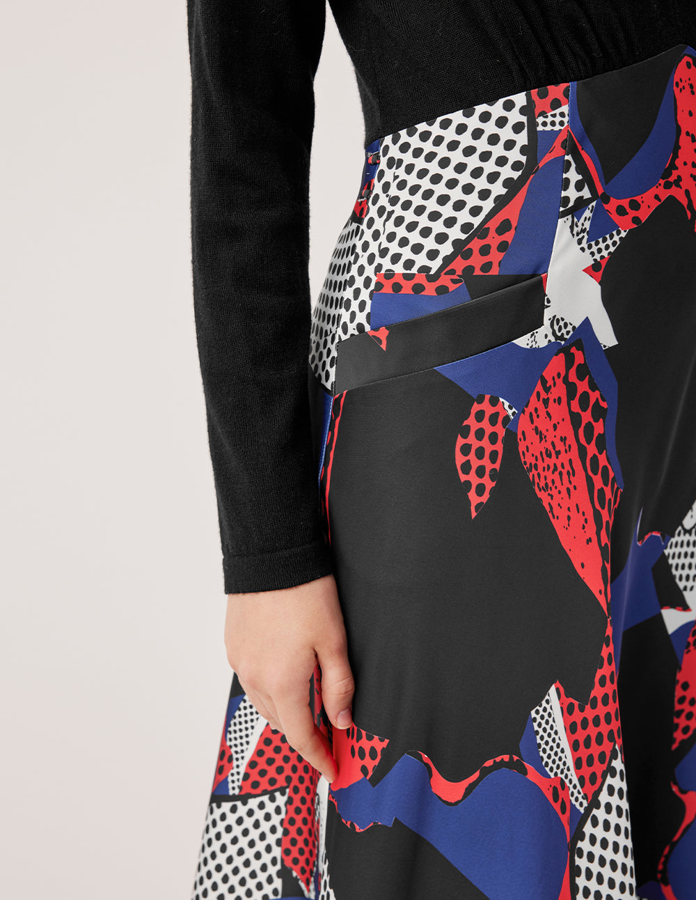 MARYLING V-Neck Long Sleeve Patchwork Printed Knit Dress