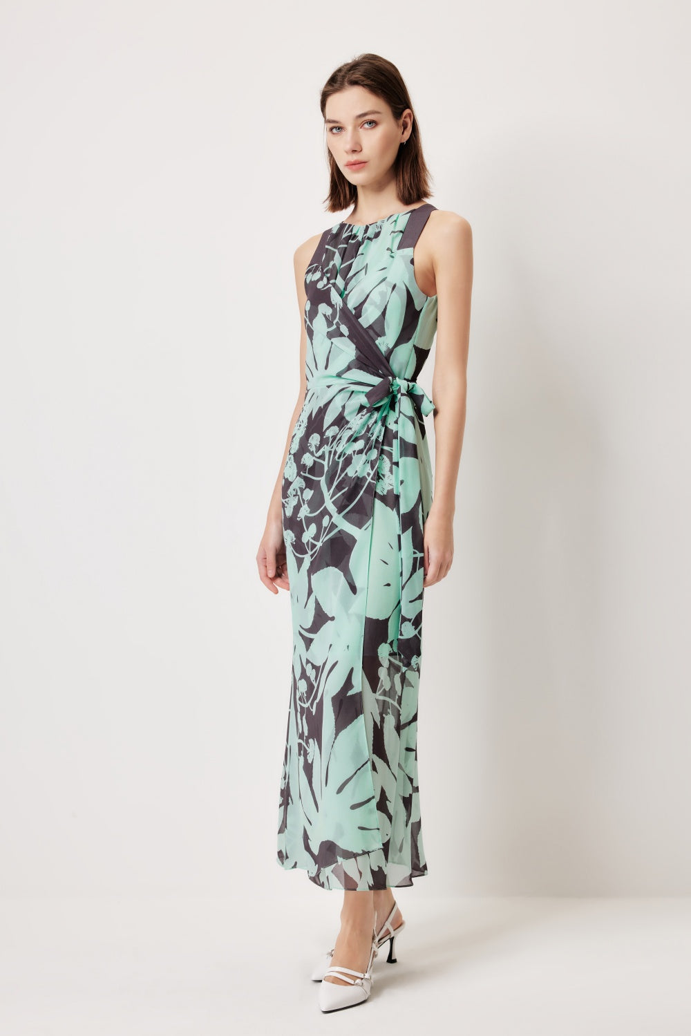 MARYLING Blue-Brown Tree Shadow Printed Dresses