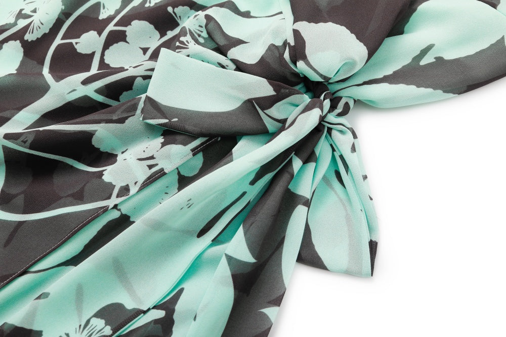 MARYLING Blue-Brown Tree Shadow Printed Dresses