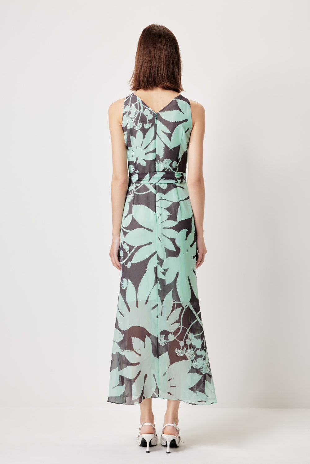 MARYLING Blue-Brown Tree Shadow Printed Dresses